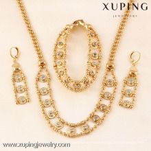 61431 Xuping Fashion China Wholesale 18K Charming Glass Gold Jewelry Set